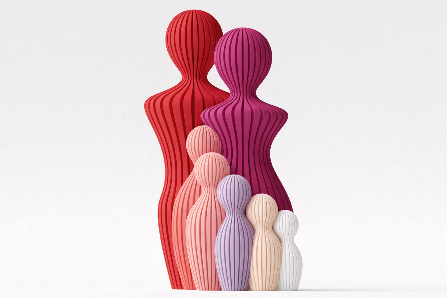 Familie Skulptur med 5 børn