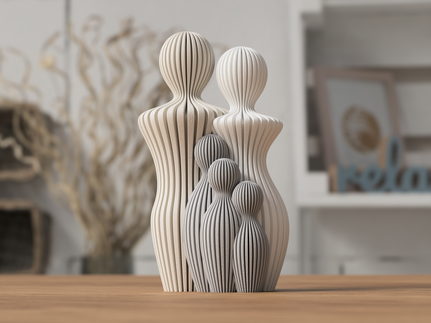 Familie Skulptur med 3 børn