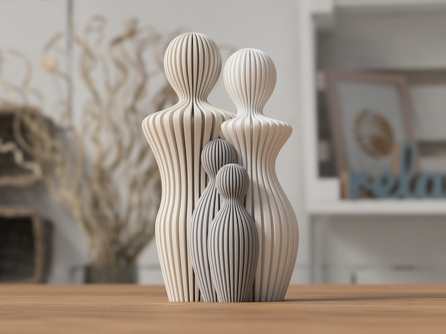 Familie Skulptur med 2 børn